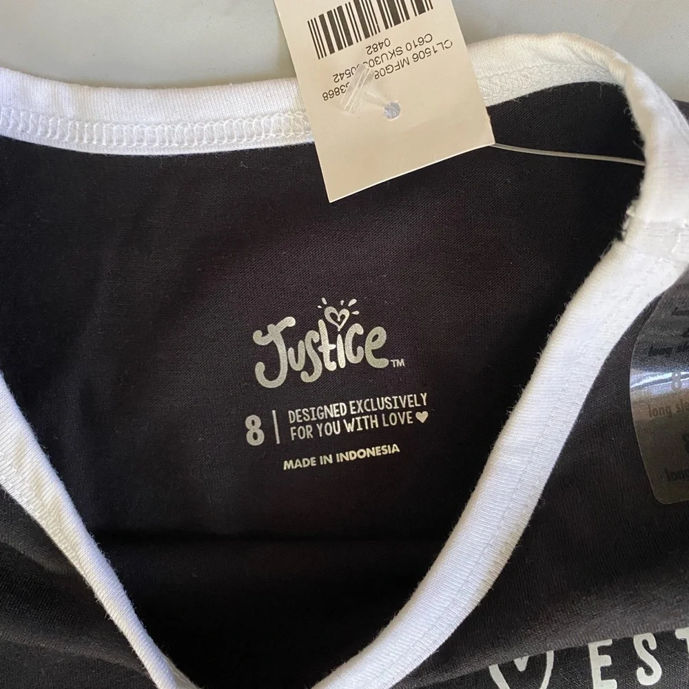 Justice black long sleeve T size 8